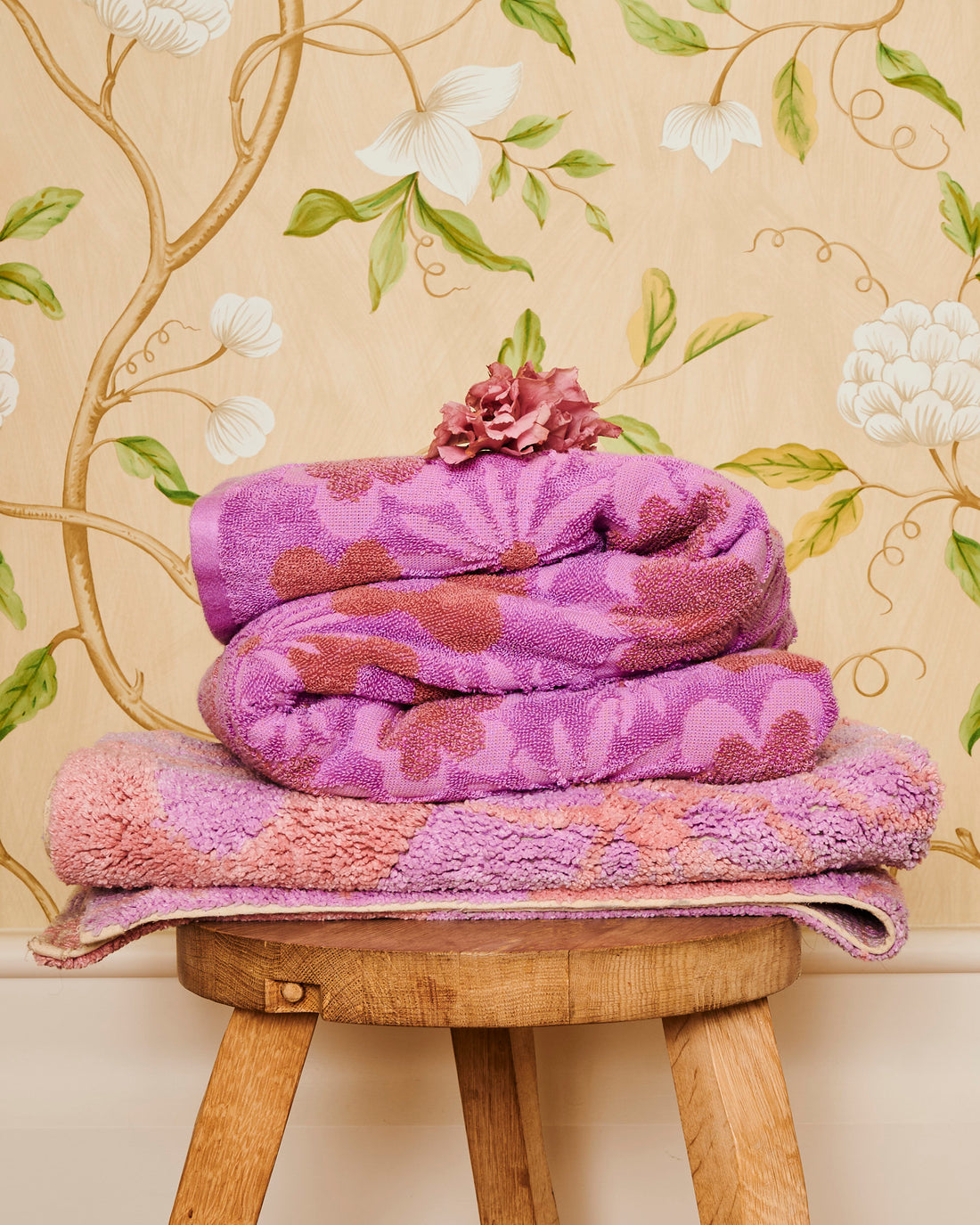 Peach Fleur Terry Hand Towel