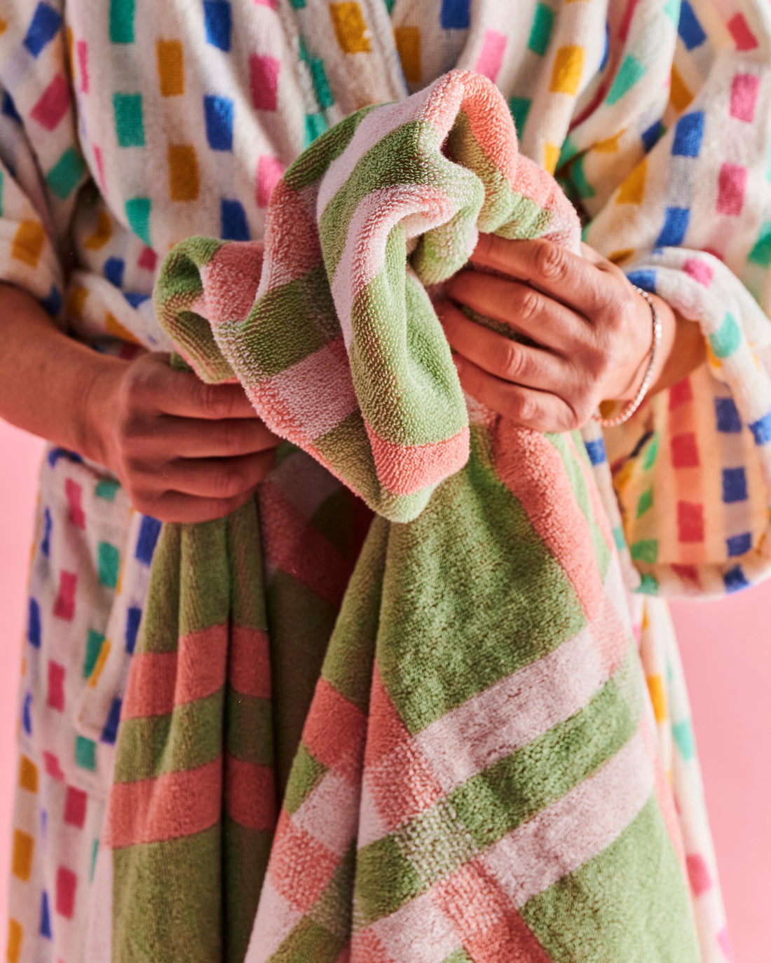 Pistachio Tartan Terry Hand Towel