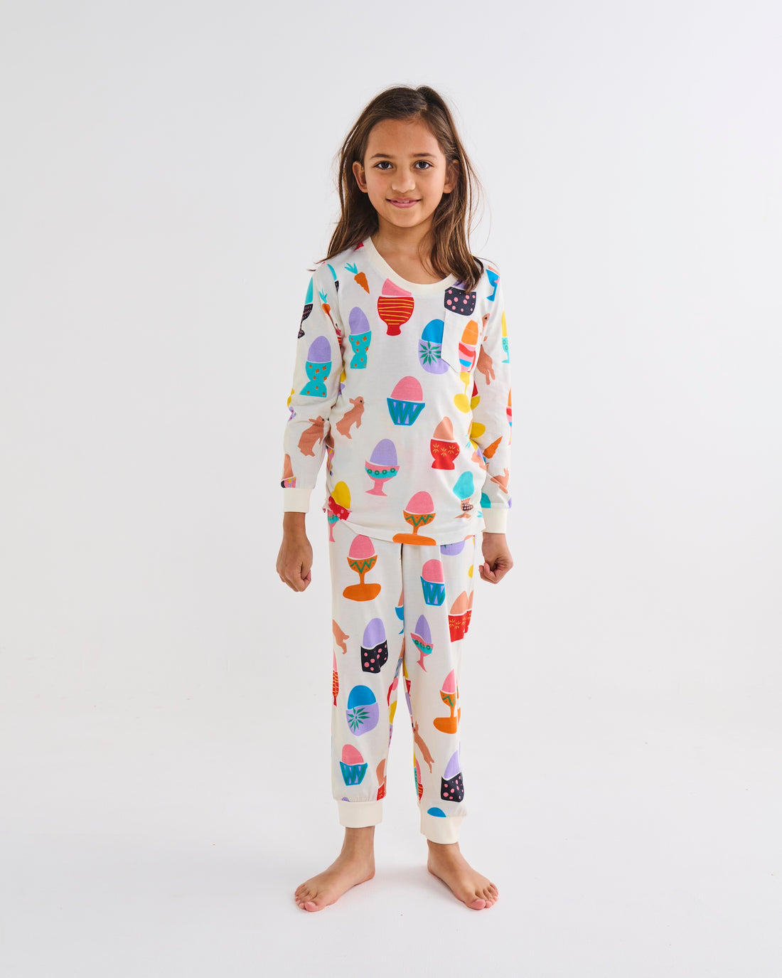 Hippity Hop White Organic Cotton Long Sleeve Top & Pant Pyjama Set