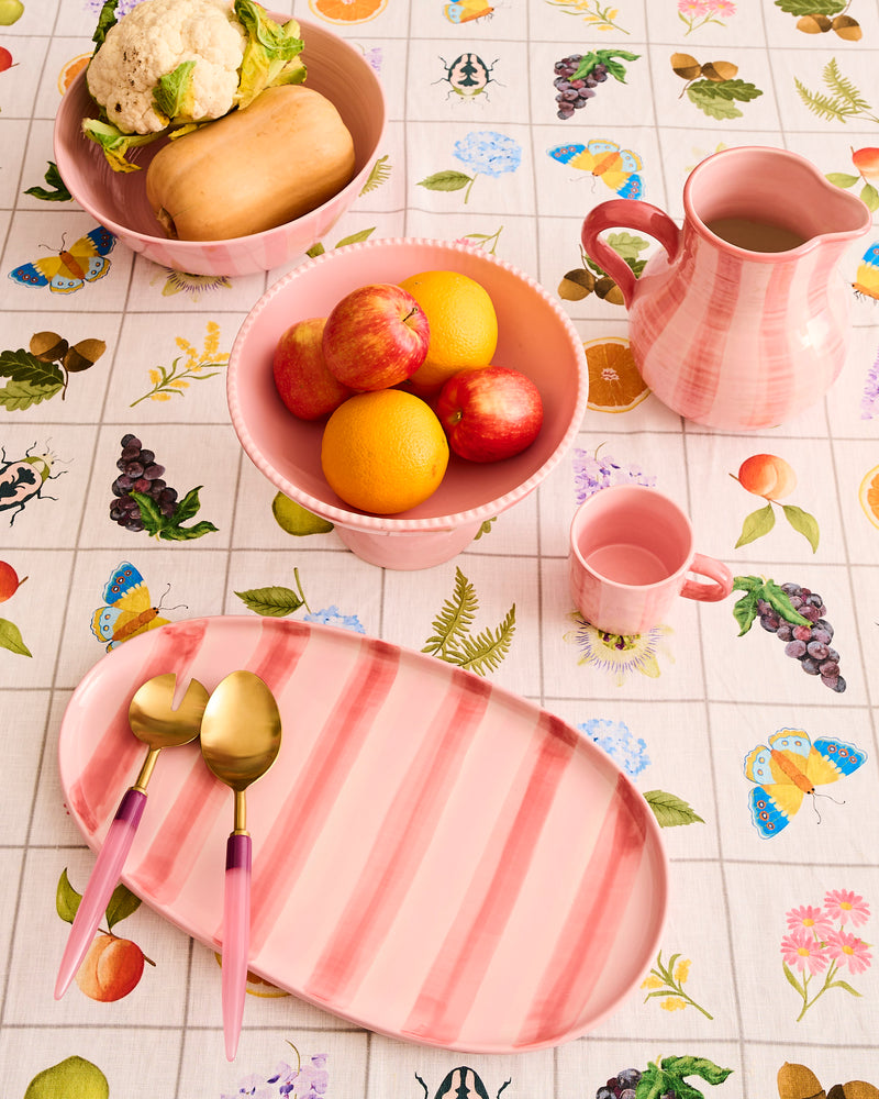 Pink Stripe Salad Bowl