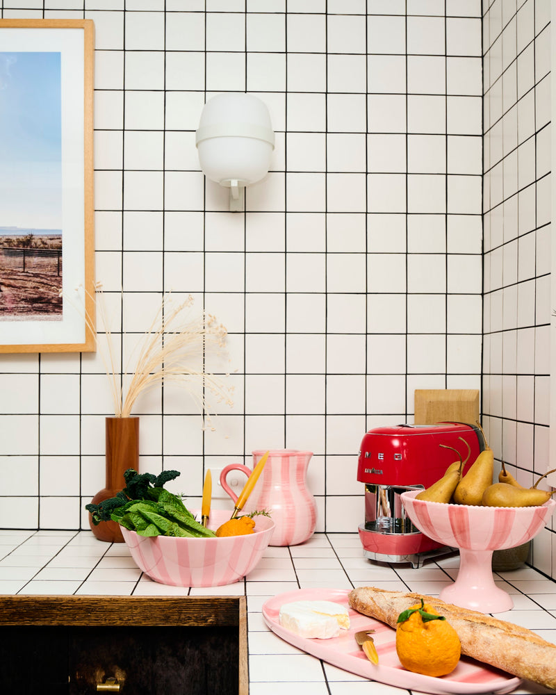 Pink Stripe Fruit Bowl