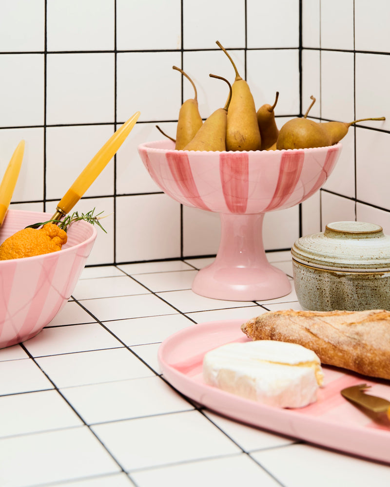 Pink Stripe Fruit Bowl