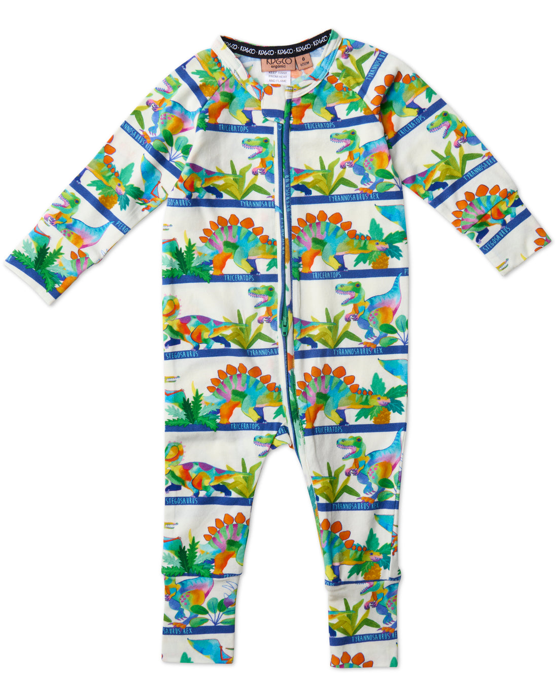 Dino Safari Organic Long Sleeve Zip Romper