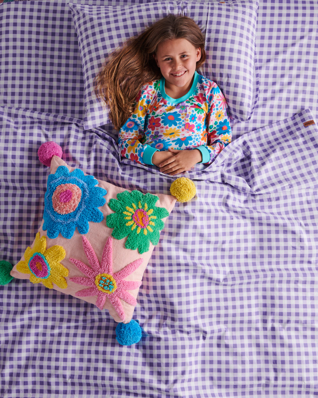 Rainbow Flowers Organic Cotton Long Sleeve Nightie