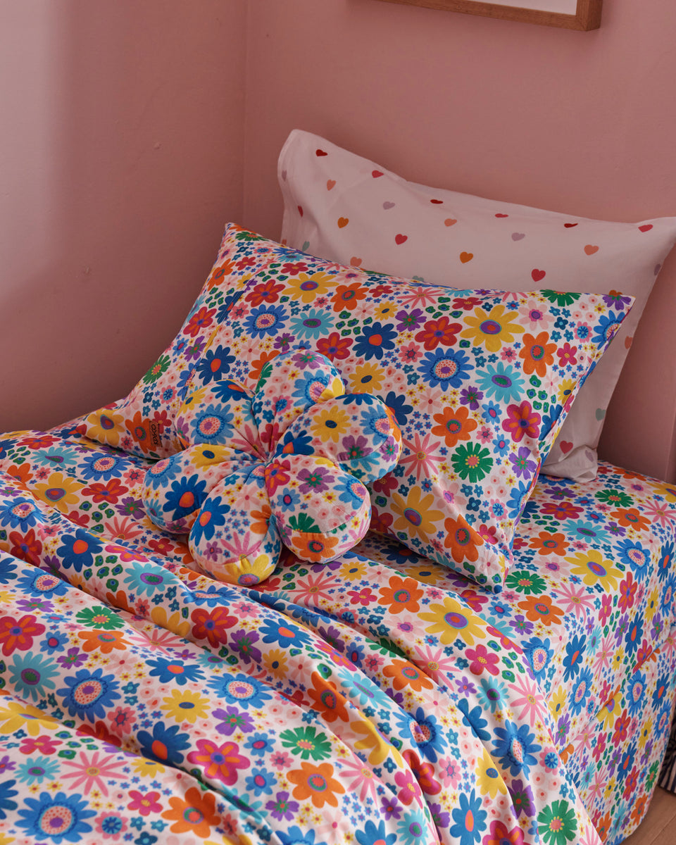 Rainbow Flowers Organic Cotton Fitted Sheet