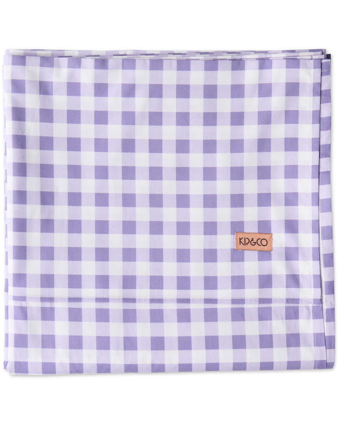 Lilac Gingham Organic Cotton Flat Sheet