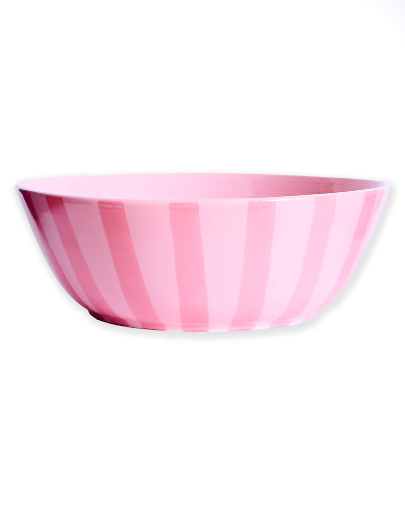 Pink Stripe Salad Bowl