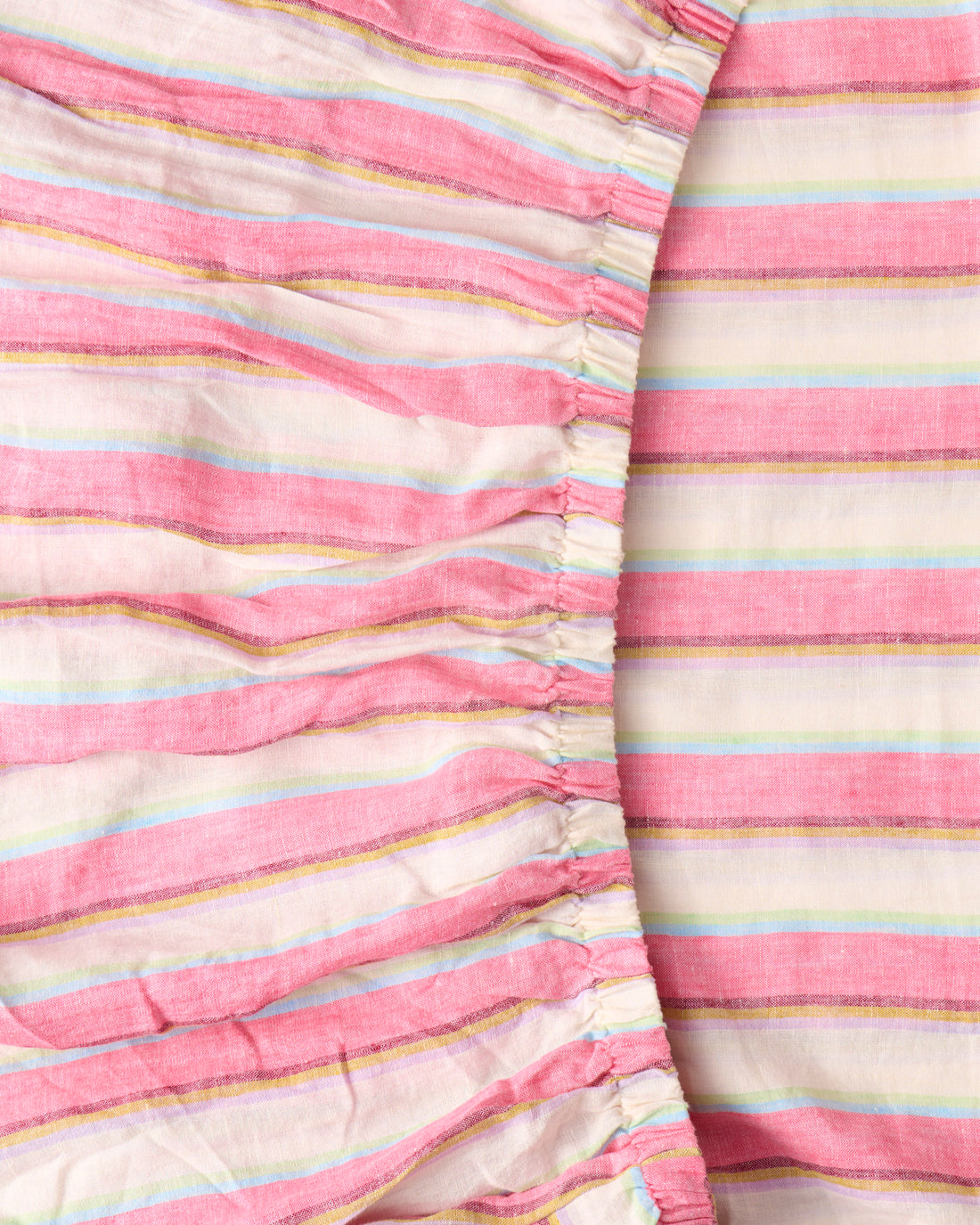 Rose Water Stripe Linen Fitted Sheet