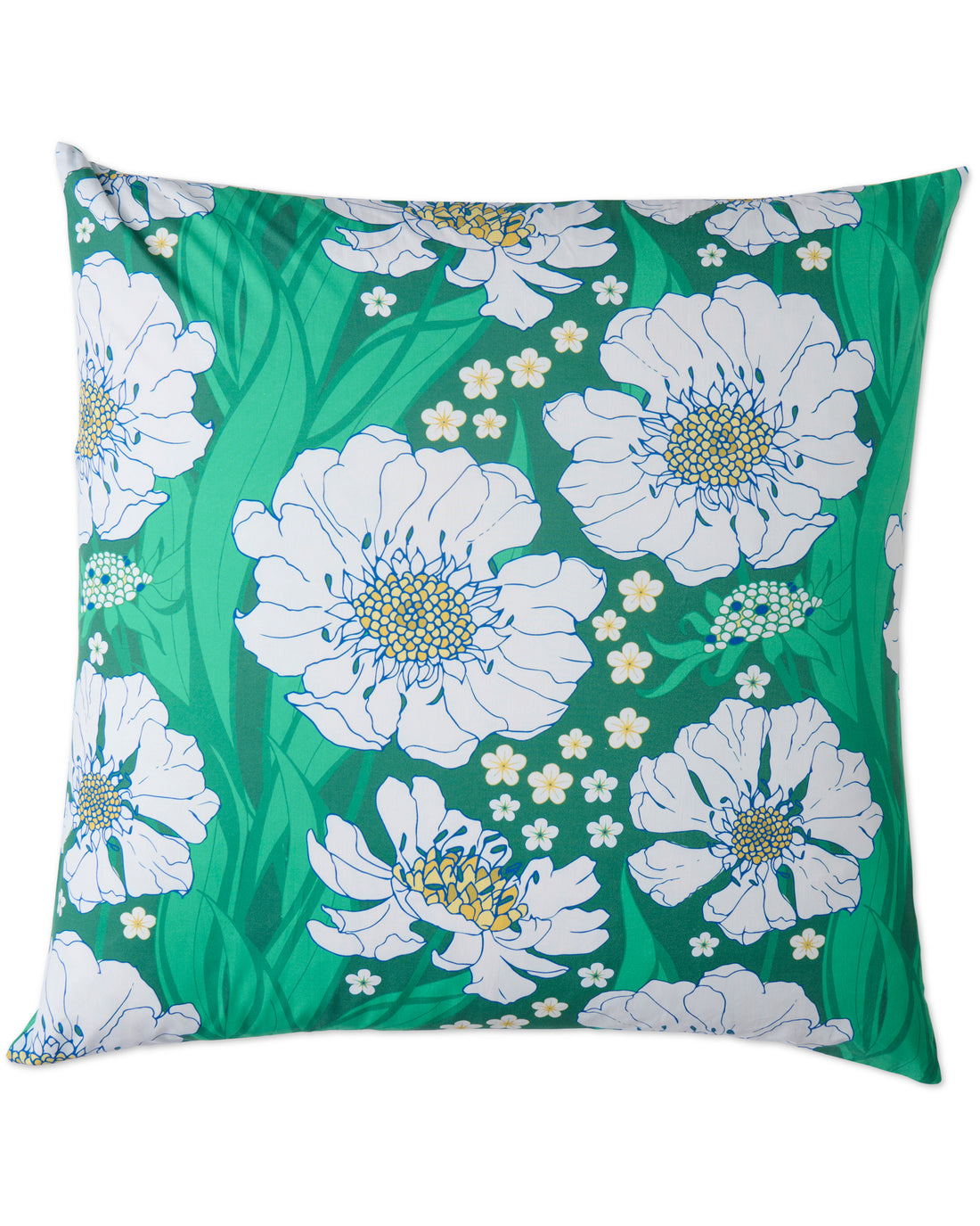 Tumbling Flowers Green Organic Cotton European Pillowcases