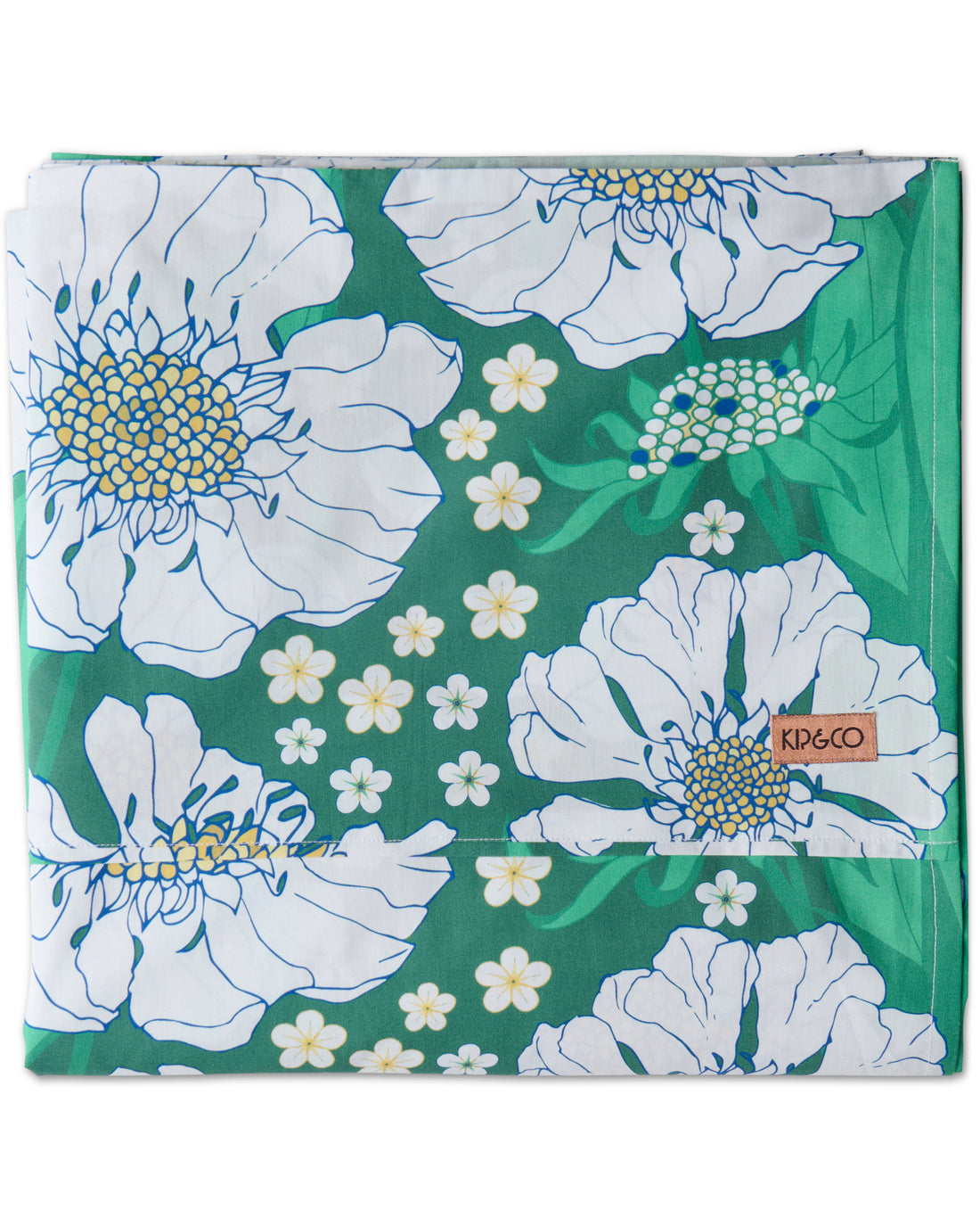 Tumbling Flowers Green Organic Cotton Flat Sheet