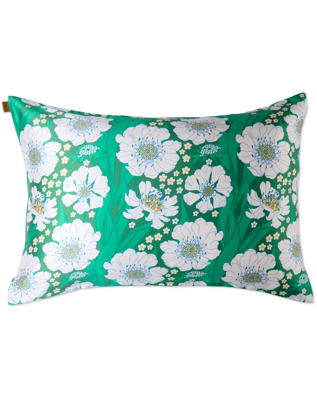 Tumbling Flowers Green Silk Pillowcase