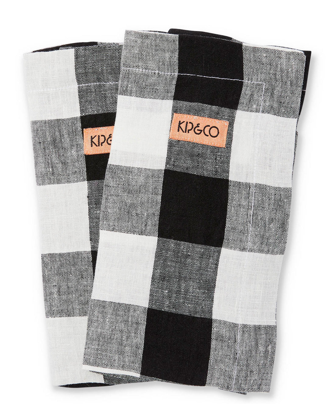 Black & White Gingham Linen 4P Napkin Set