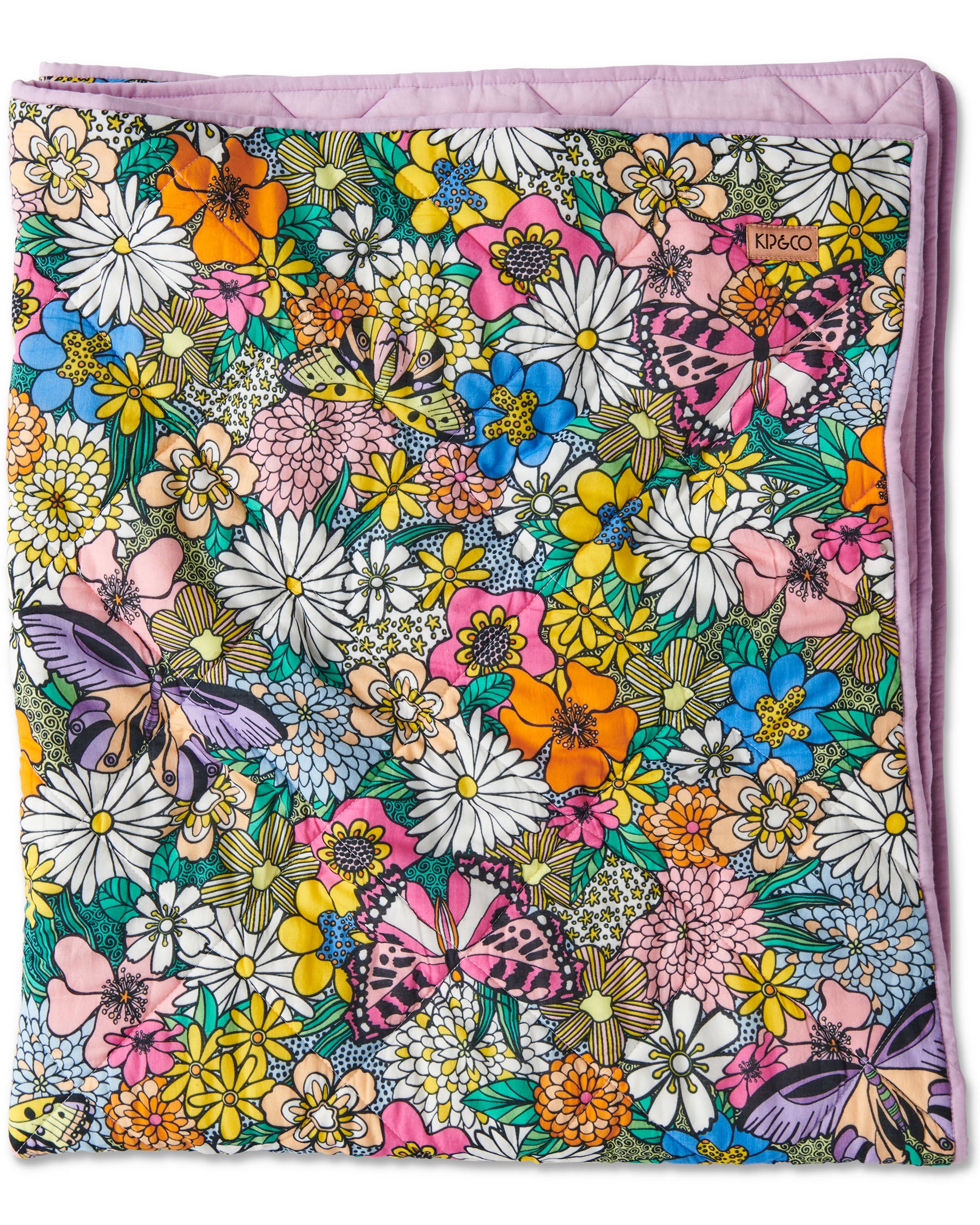 Bliss Floral Organic Cotton Quilted Cot Bedspread Kip&Co
