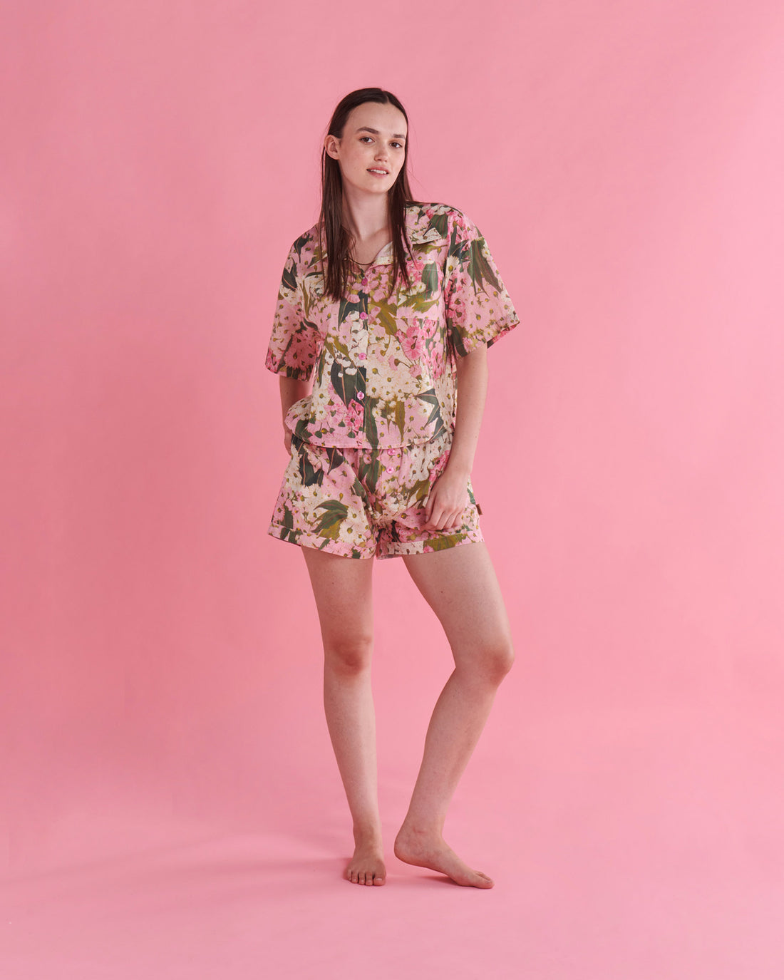 Bush Blossom Organic Cotton Short Sleeve Shirt & Short Pyjama Set