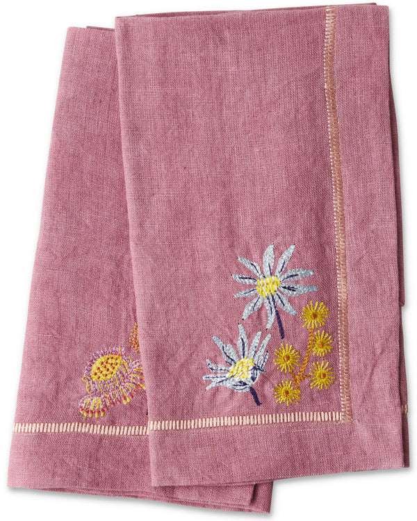 Bush Native Embroidered Linen 4P Napkin Set
