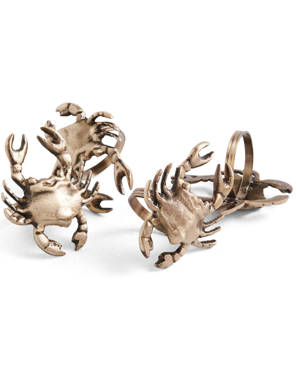 Crab Brass 4P Napkin Rings