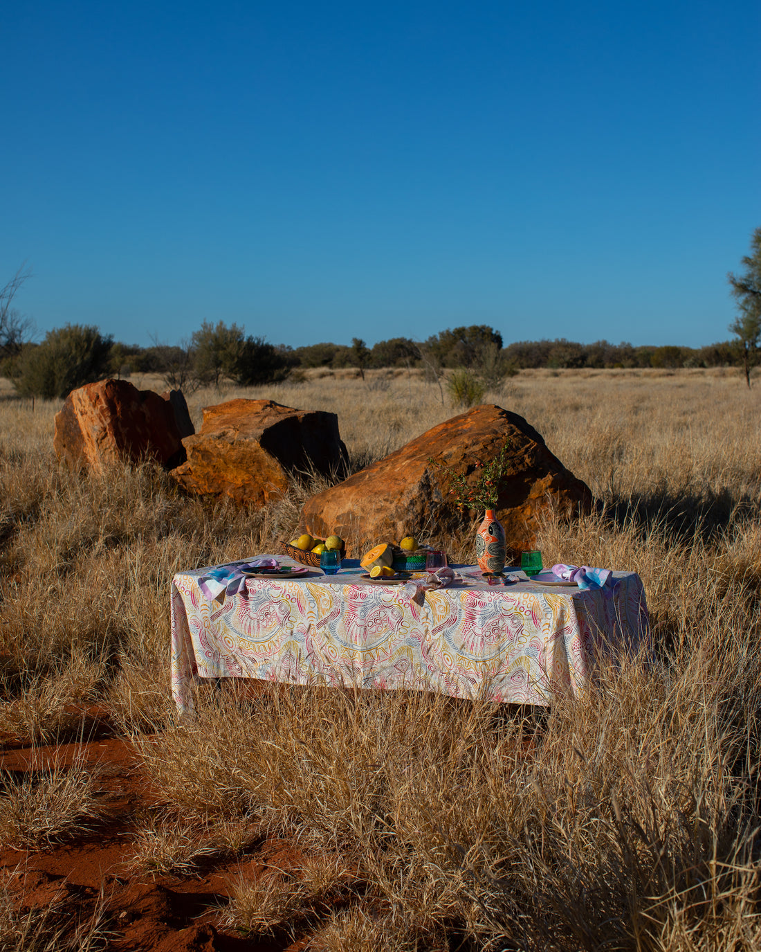 Tjala Tjukurpa Rectangular Linen Tablecloth