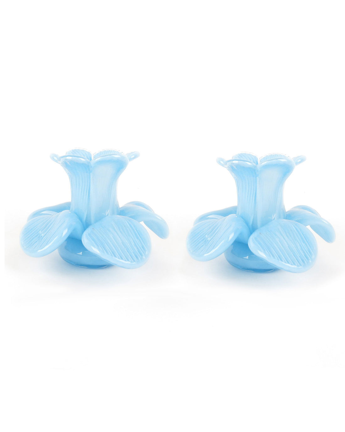 Flower Top Blue Candle Holder 2P Set