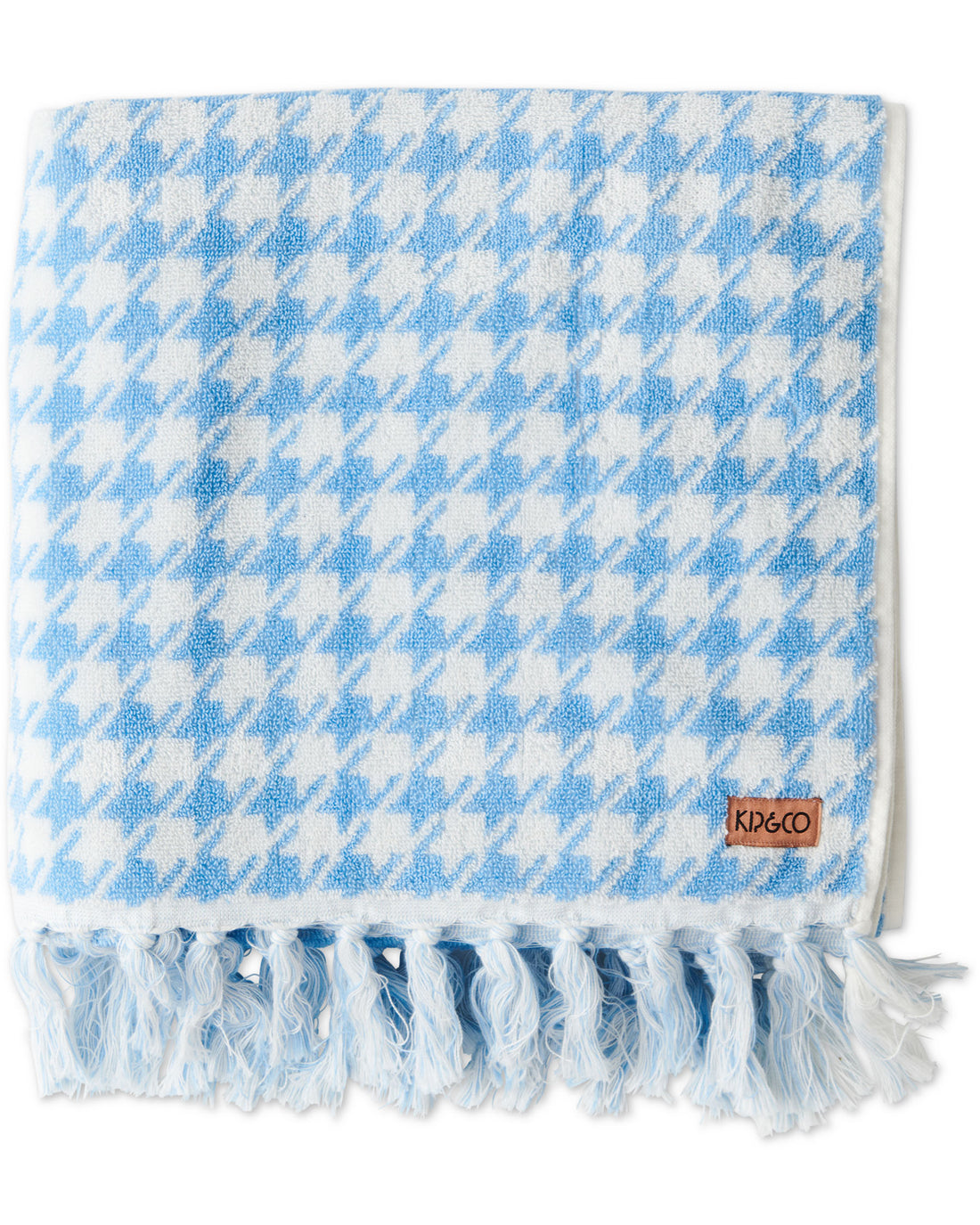 Houndstooth Blue Terry Bath Sheet / Beach Towel