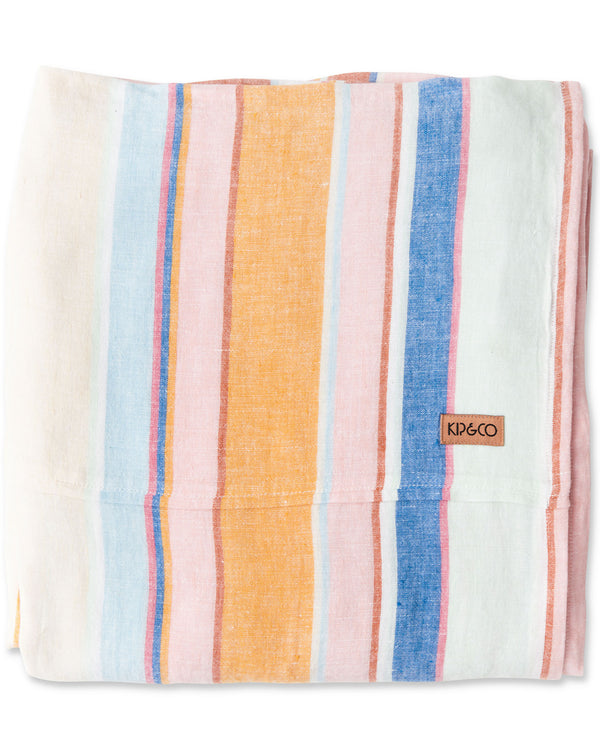 Jaipur Stripe Linen Flat Sheet