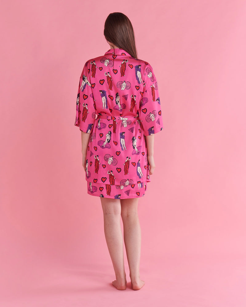 Kip&Co x Jenny Kee Pretty In Pink Satin Robe