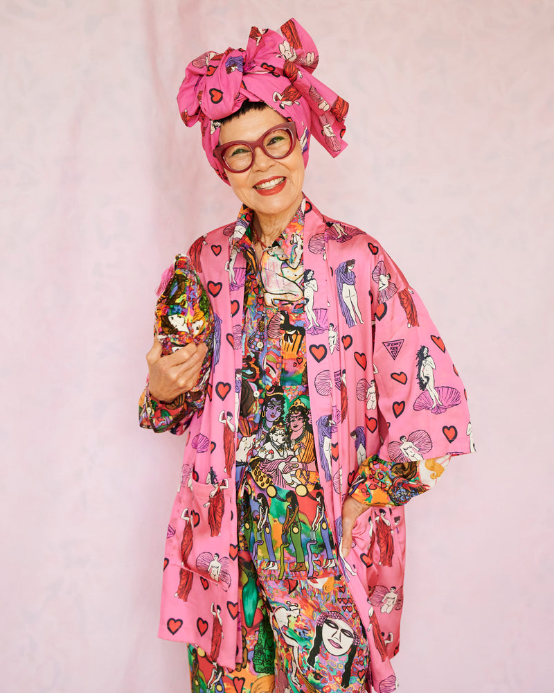 Kip&Co x Jenny Kee Pretty In Pink Satin Robe