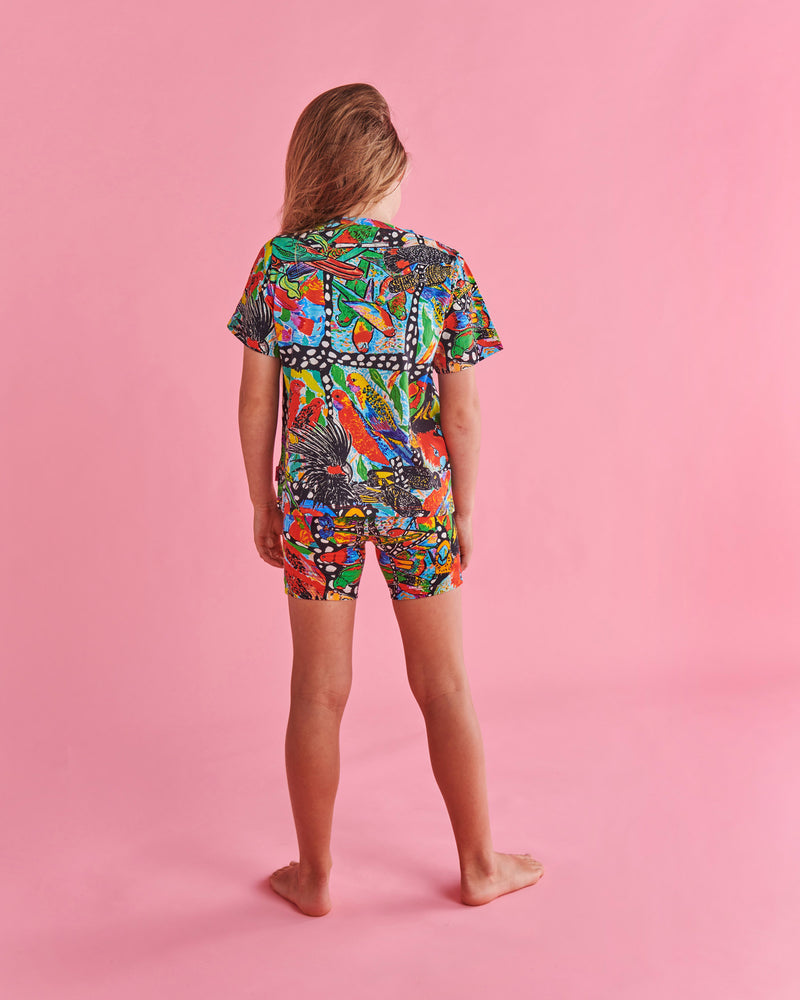 Kip&Co x Jenny Kee Parrots & Cockatoos Organic Cotton Bike Shorts