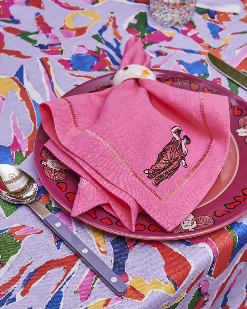 Kip&Co x Jenny Kee Pretty In Pink Embroidered Linen 4P Napkin Set