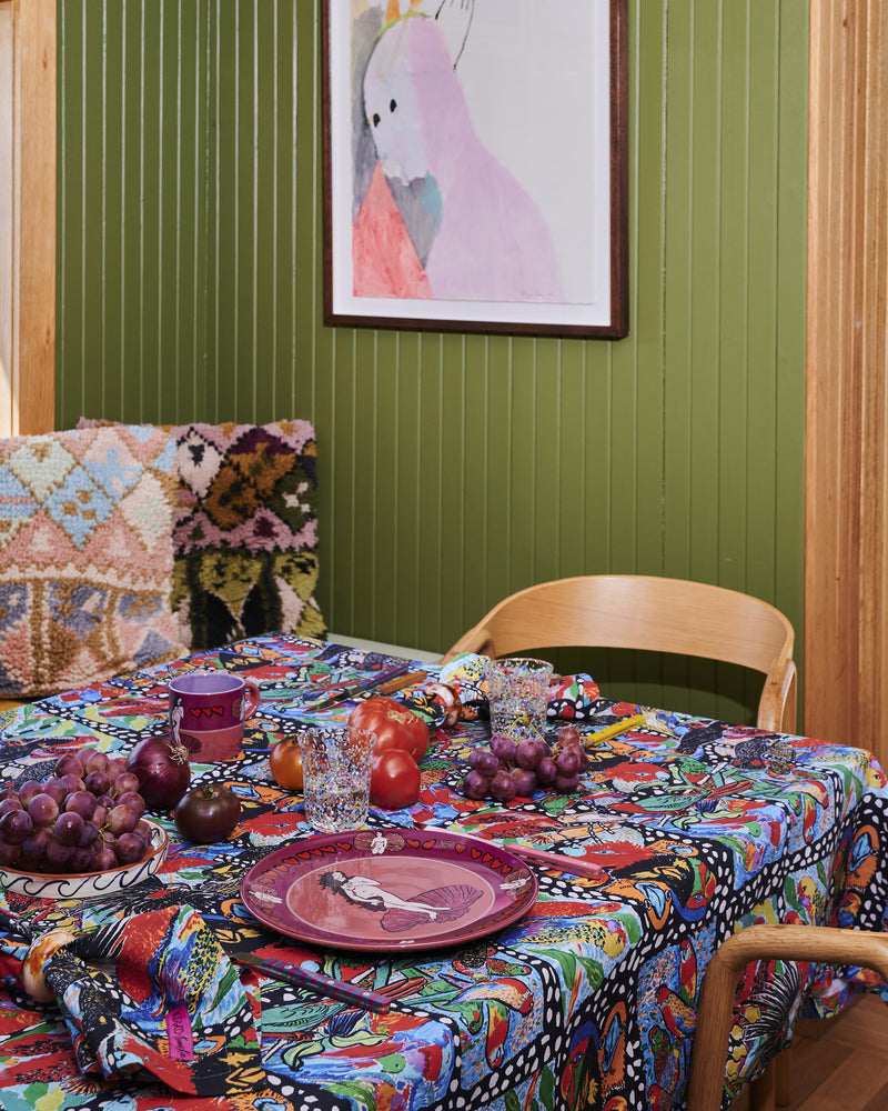 Kip&Co x Jenny Kee Parrots & Cockatoos Linen Tablecloth