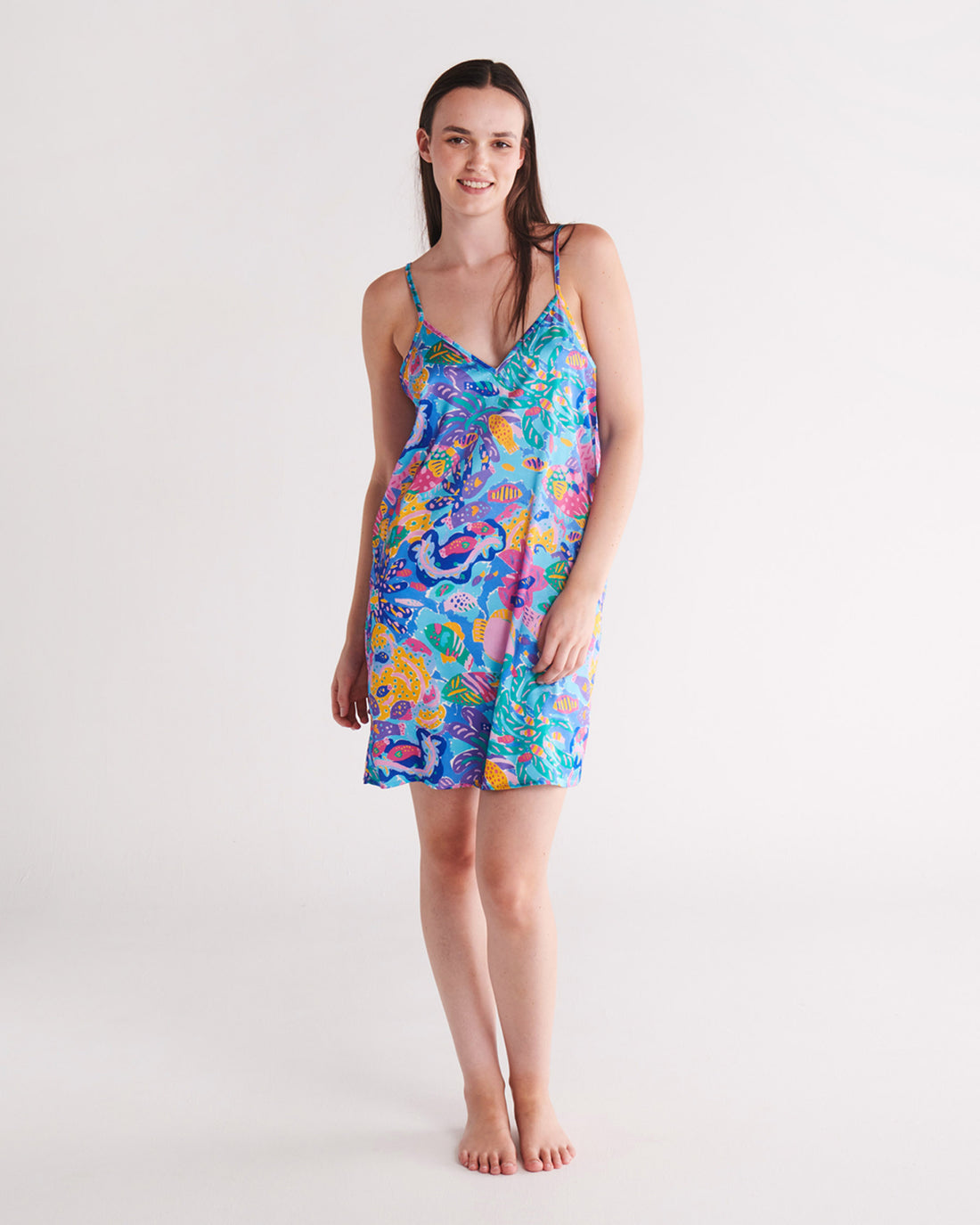 Kip&Co x Ken Done Reef Garden Satin Cami Nightie