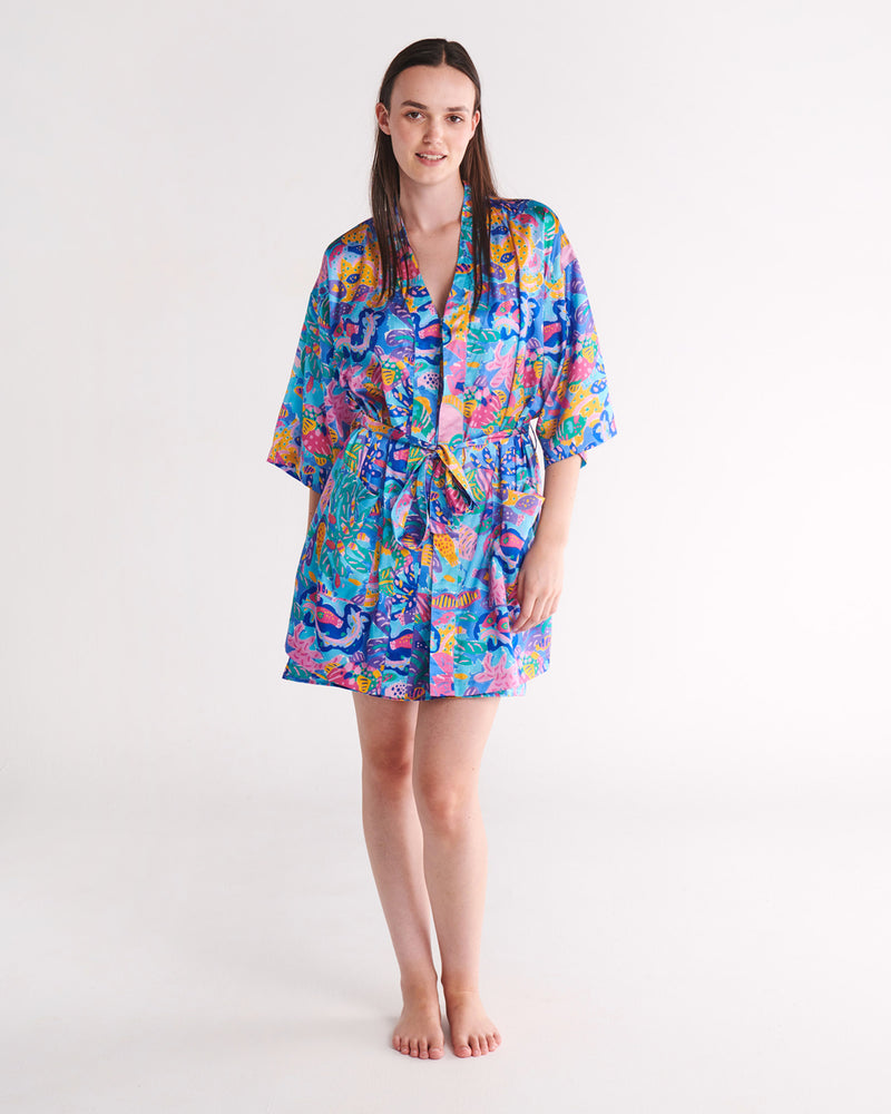 Kip&Co x Ken Done Reef Garden Satin Robe