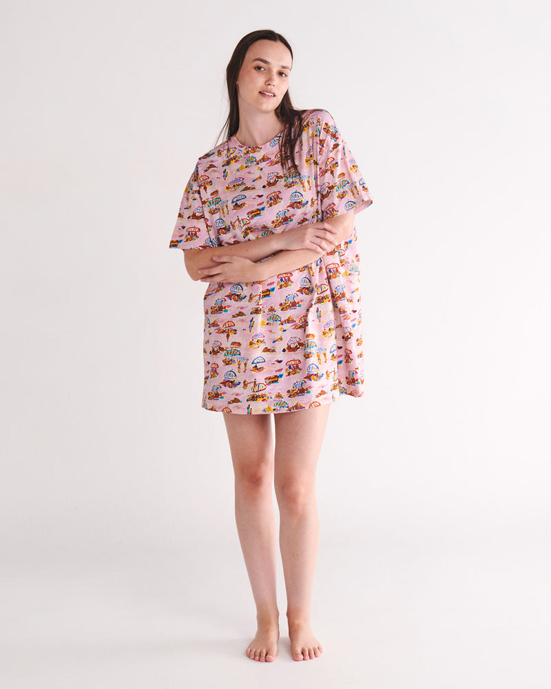 Kip&Co x Ken Done Beach Days Organic Cotton Oversize T-shirt Nightie