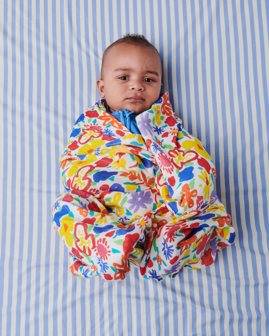 Kip&Co x Ken Done Summer Floral White Bamboo Swaddle