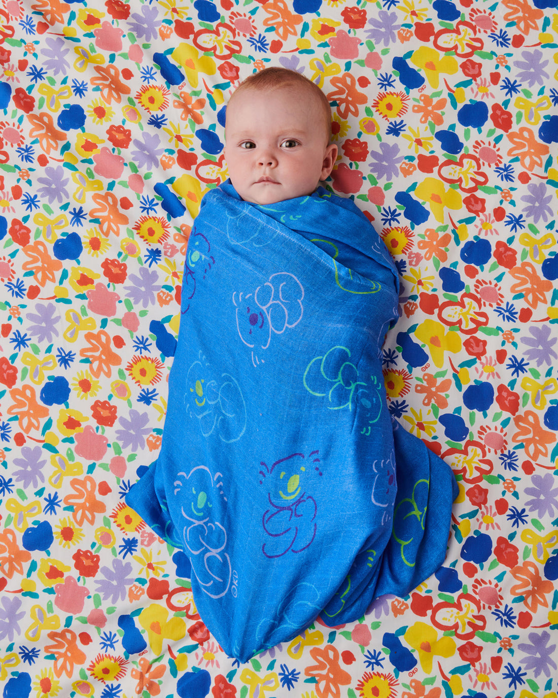 Kip&Co x Ken Done Koala Cuddles Blue Bamboo Swaddle