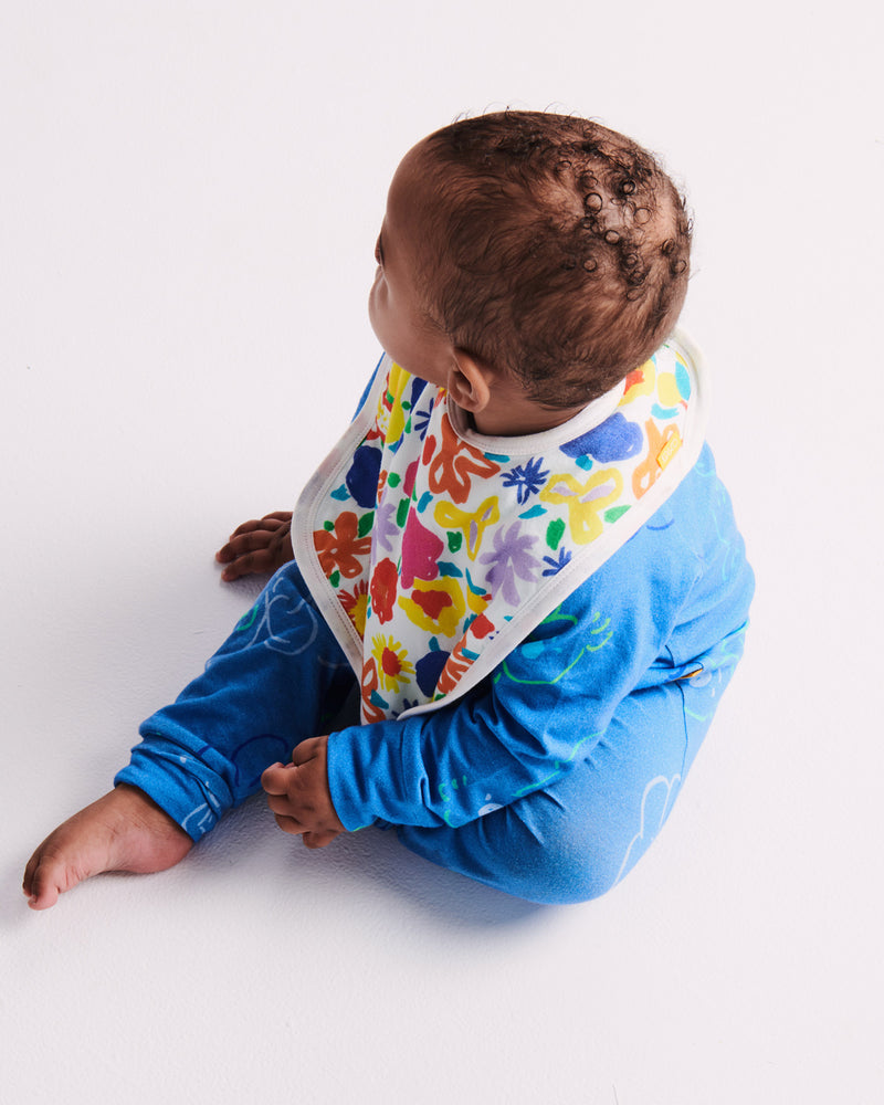 Kip&Co x Ken Done Summer Floral White Organic Cotton Bib