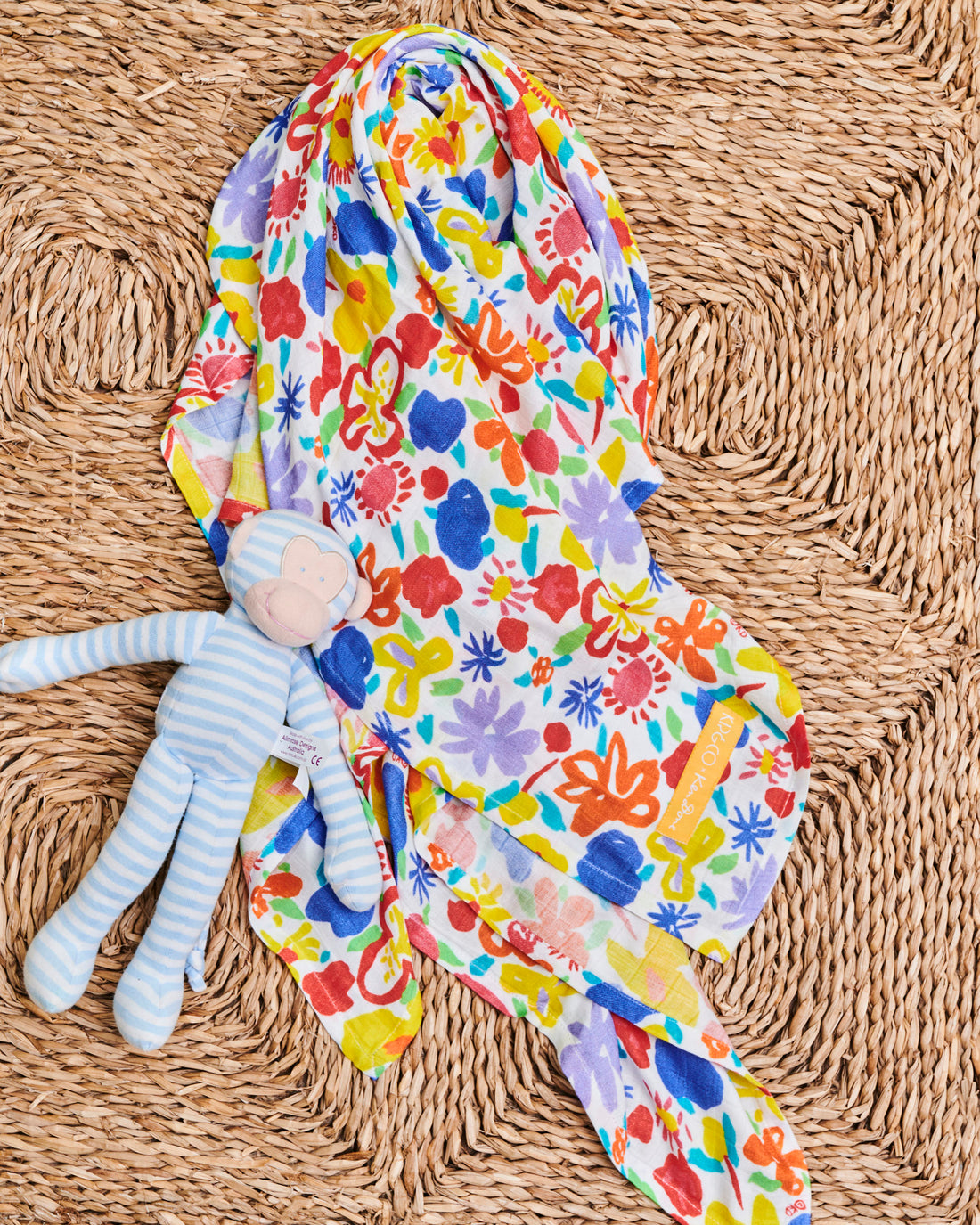 Kip&Co x Ken Done Summer Floral White Bamboo Swaddle