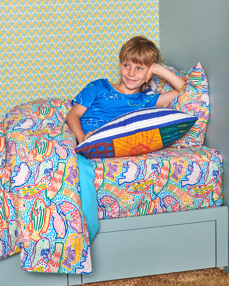 Kip&Co x Ken Done Rainbow Fish Organic Cotton Fitted Sheet