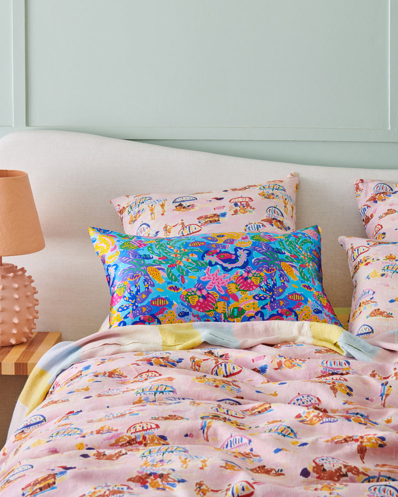 Kip&Co x Ken Done Reef Garden Silk Pillowcase