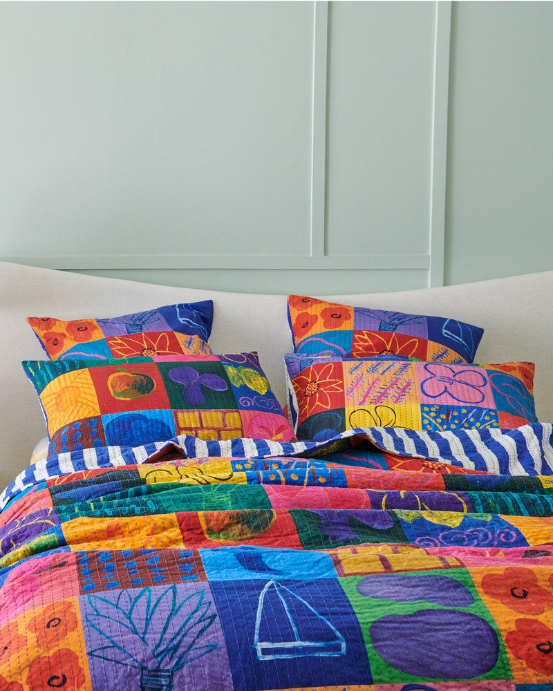 Kip&Co x Ken Done Flower Farm Kantha Bedspread