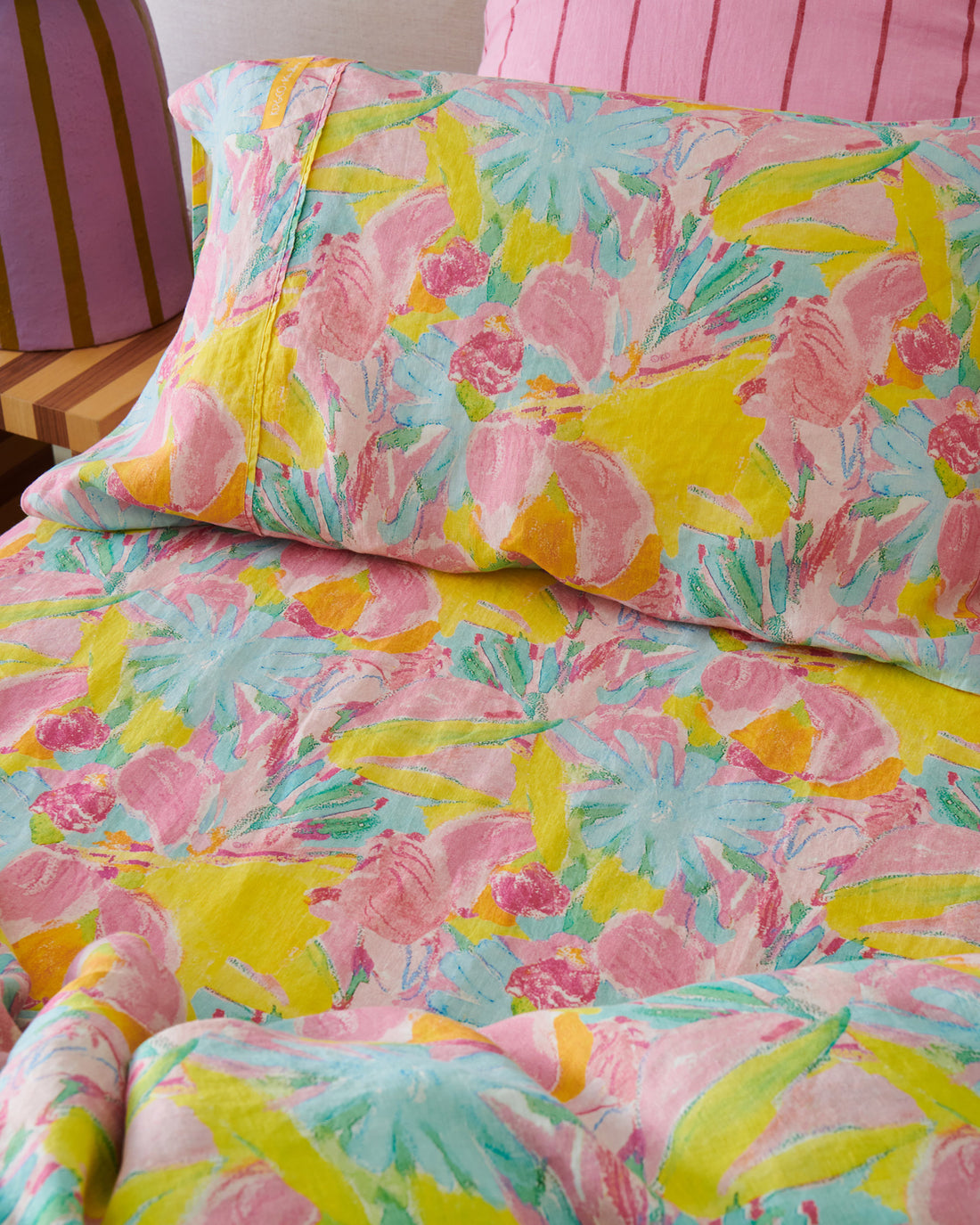 Kip&Co x Ken Done Pastel Blooms Linen Pillowcases