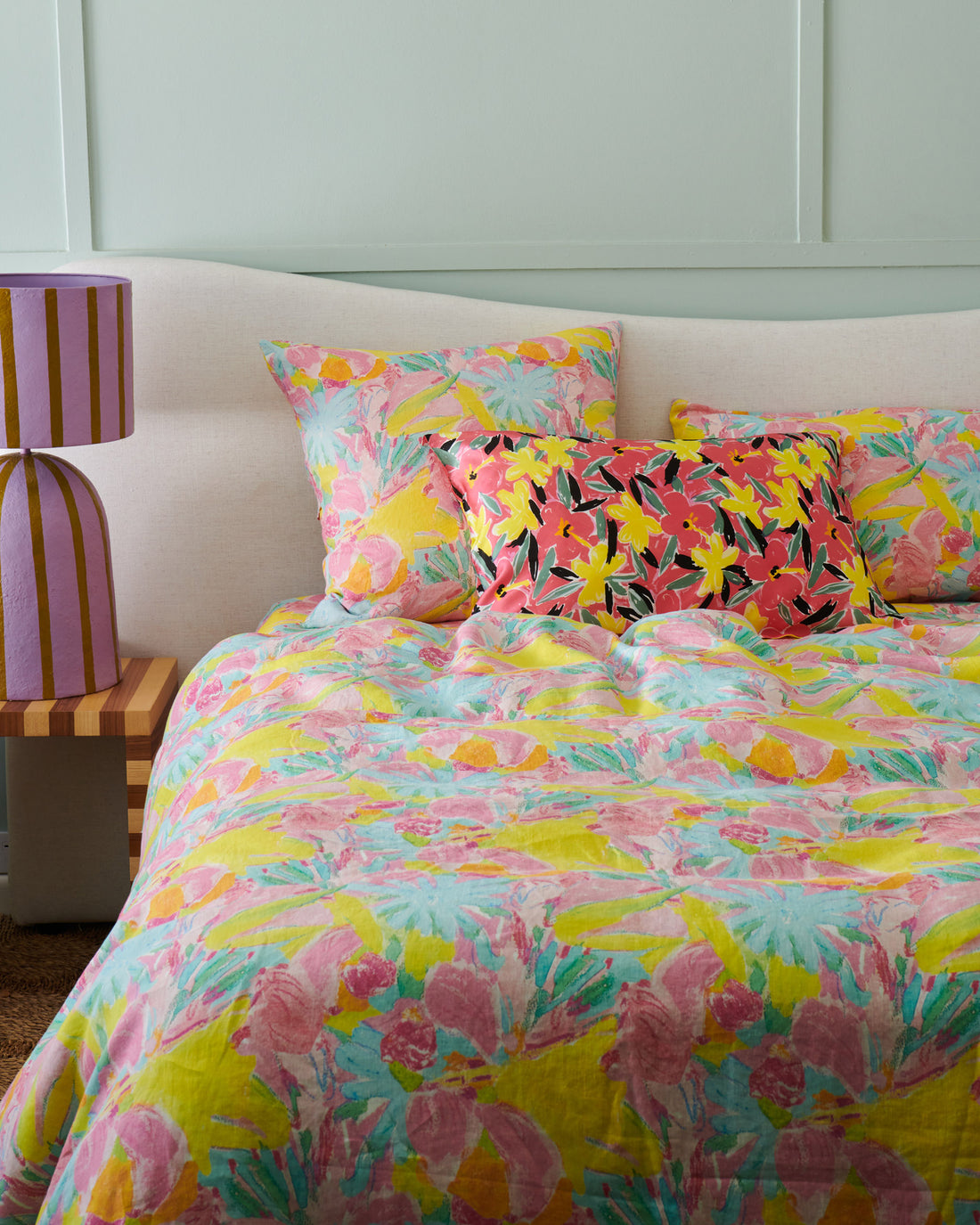 Kip&Co x Ken Done Pastel Blooms Linen European Pillowcases