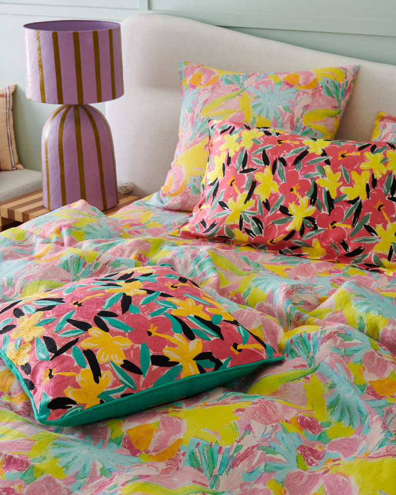 Kip&Co x Ken Done Pastel Blooms Linen European Pillowcases