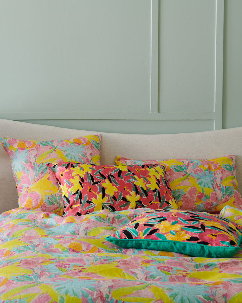 Kip&Co x Ken Done Pastel Blooms Linen European Pillowcases