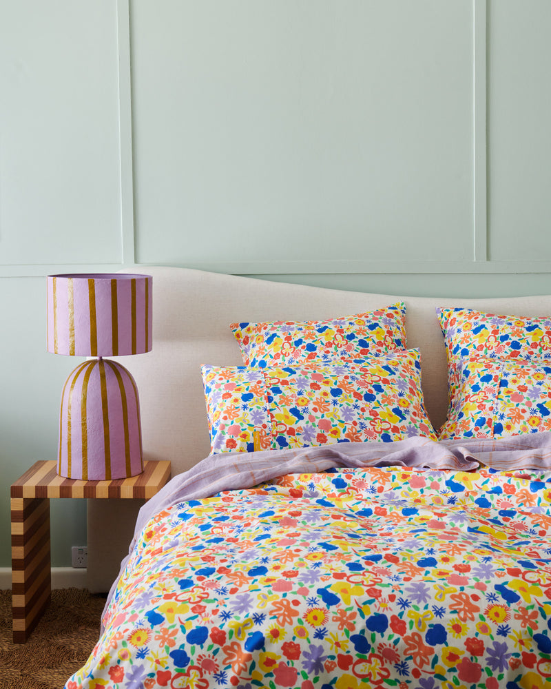 Kip&Co x Ken Done Summer Floral White Organic Cotton European Pillowcases