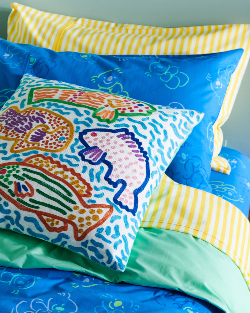 Kip&Co x Ken Done Rainbow Fish Embroidered Cushion