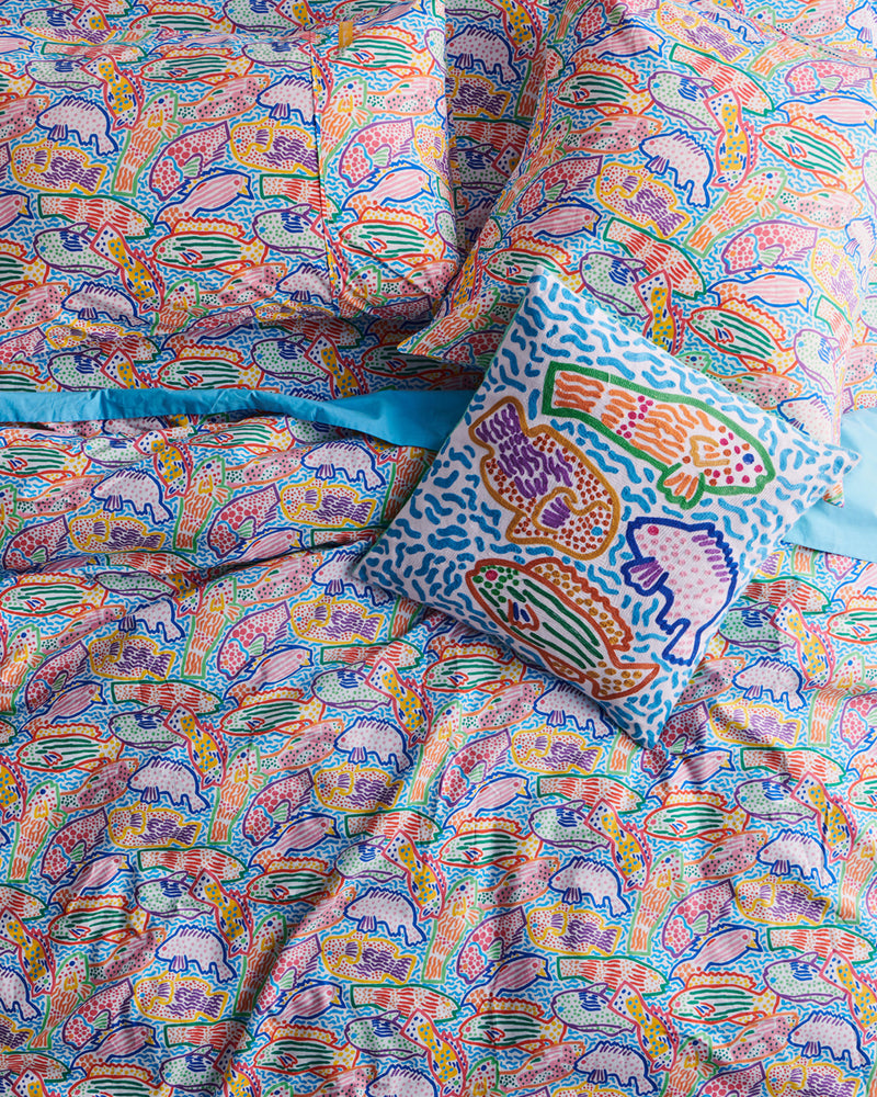 Kip&Co x Ken Done Rainbow Fish Embroidered Cushion