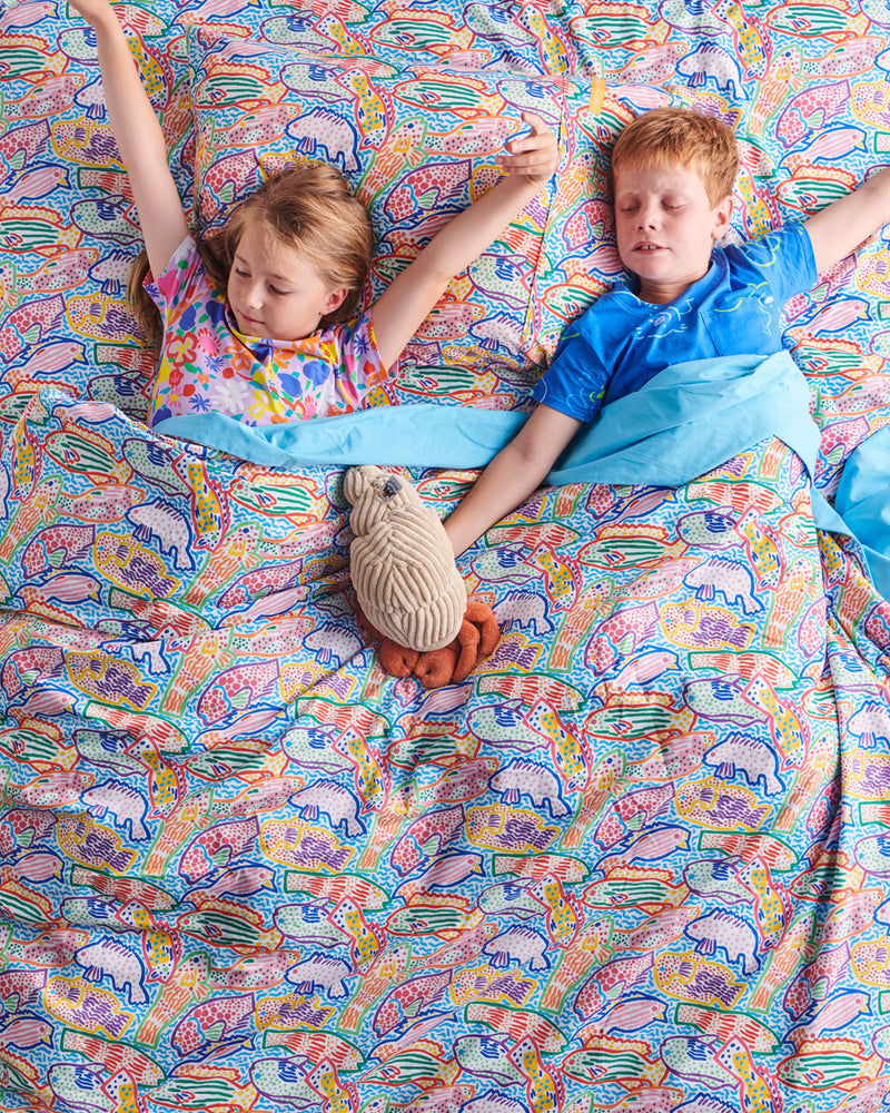 Kip&Co x Ken Done Rainbow Fish Organic Cotton Fitted Sheet