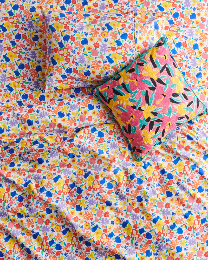 Kip&Co x Ken Done Summer Floral White Organic Cotton Quilt Cover