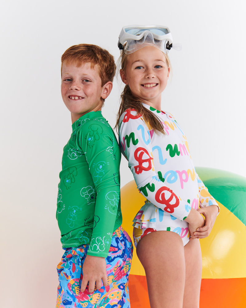 Kip&Co x Ken Done Koala Cuddles Green Rash Vest