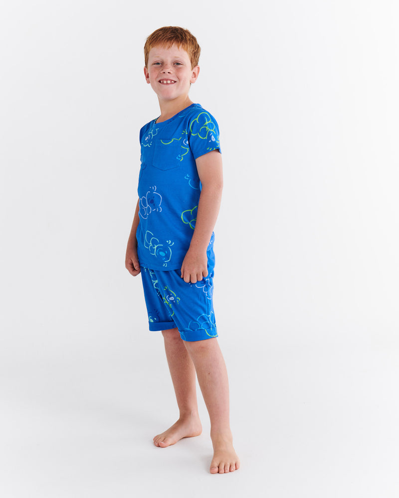 Kip&Co x Ken Done Koala Cuddles Blue Organic Cotton Short Sleeve Tee & Short Pyjama Set